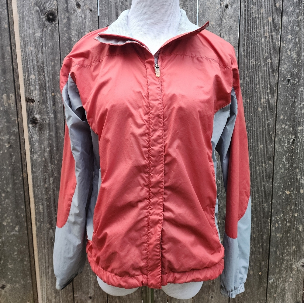 LL‎ Bean Nylon Windbreaker Lightweight Jacket Salmon & Gray Women's Small